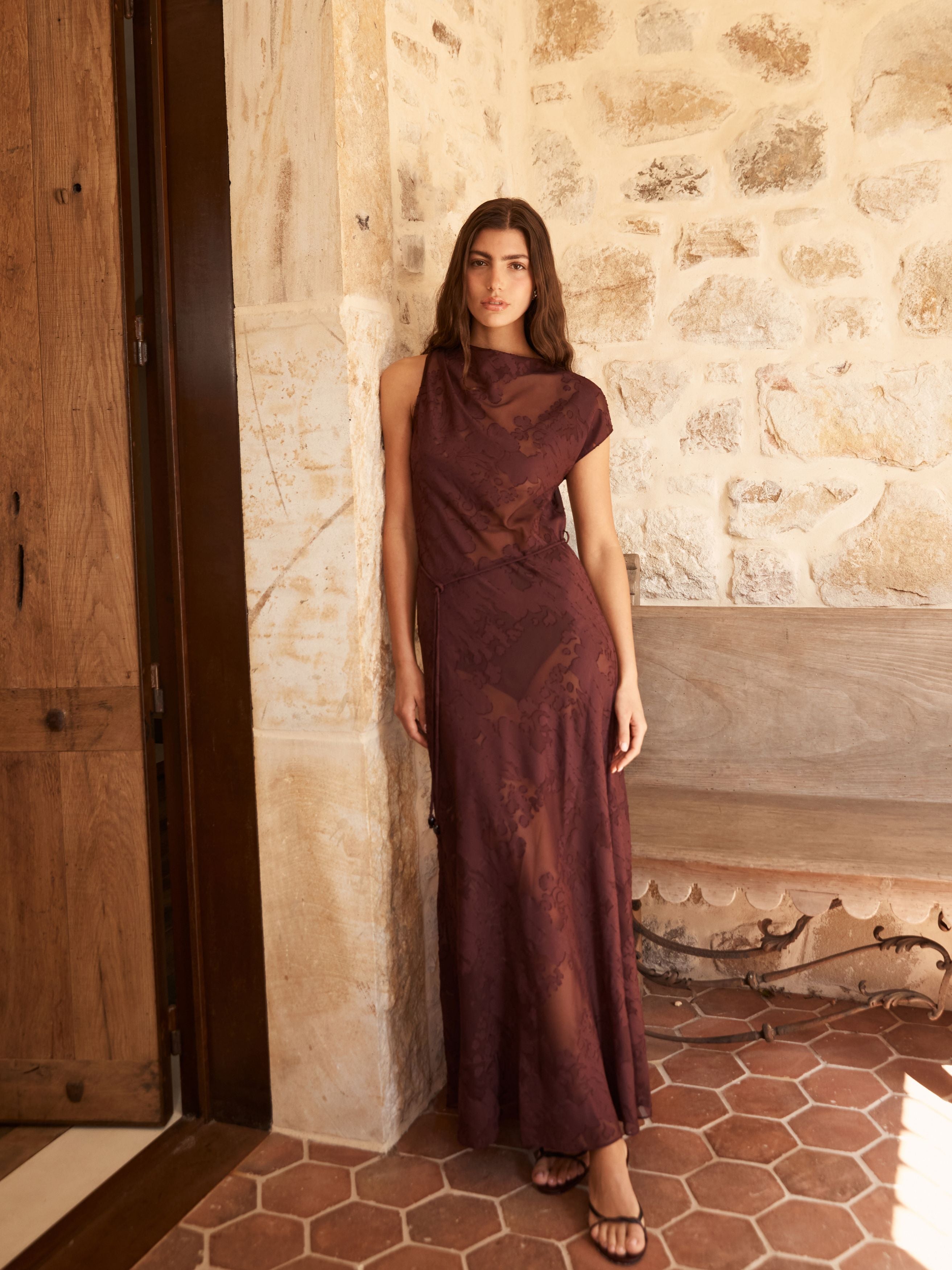 Capri Dress Mulburry Jacquard