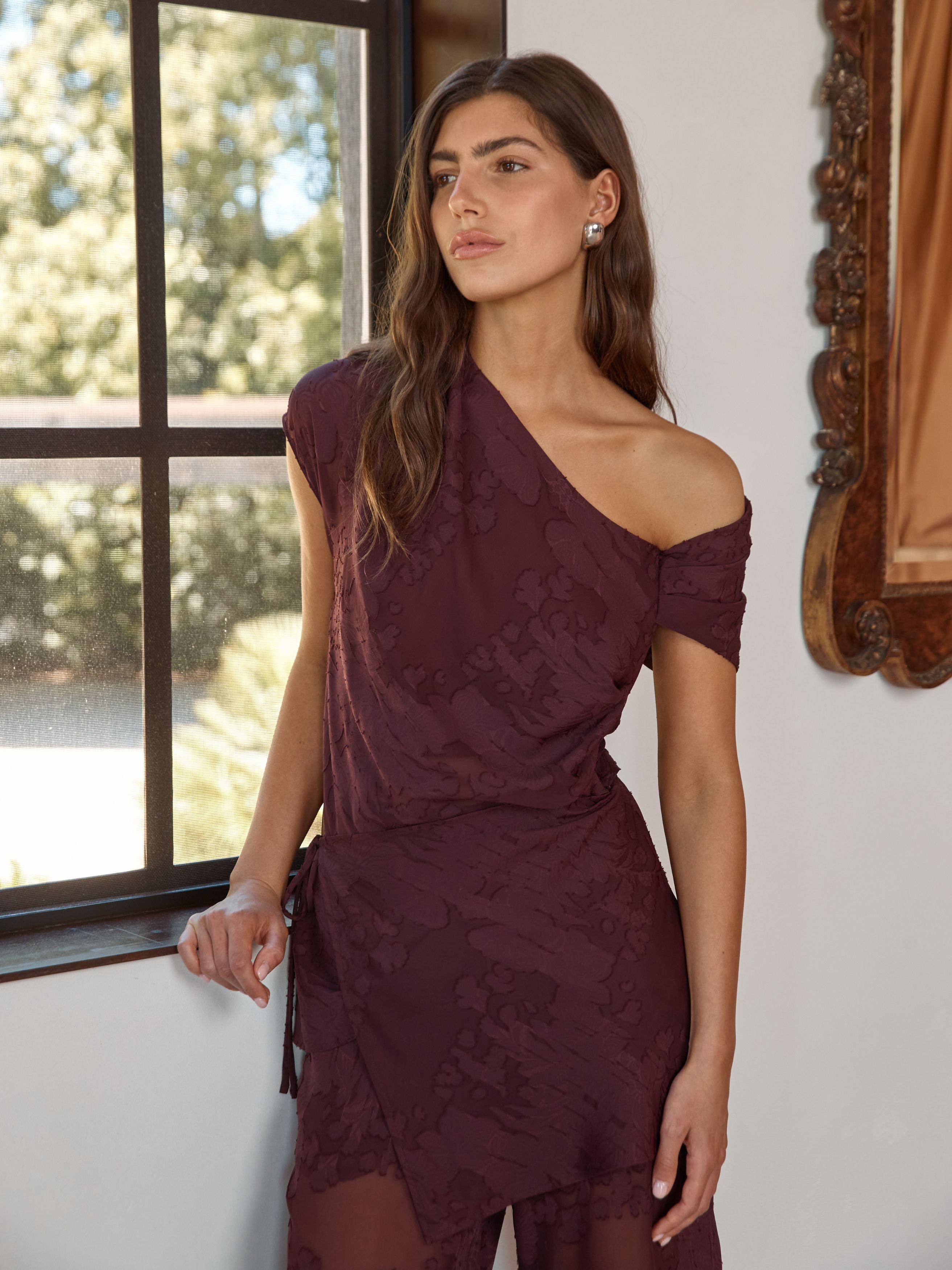 Marcel Top Mulburry Jacquard