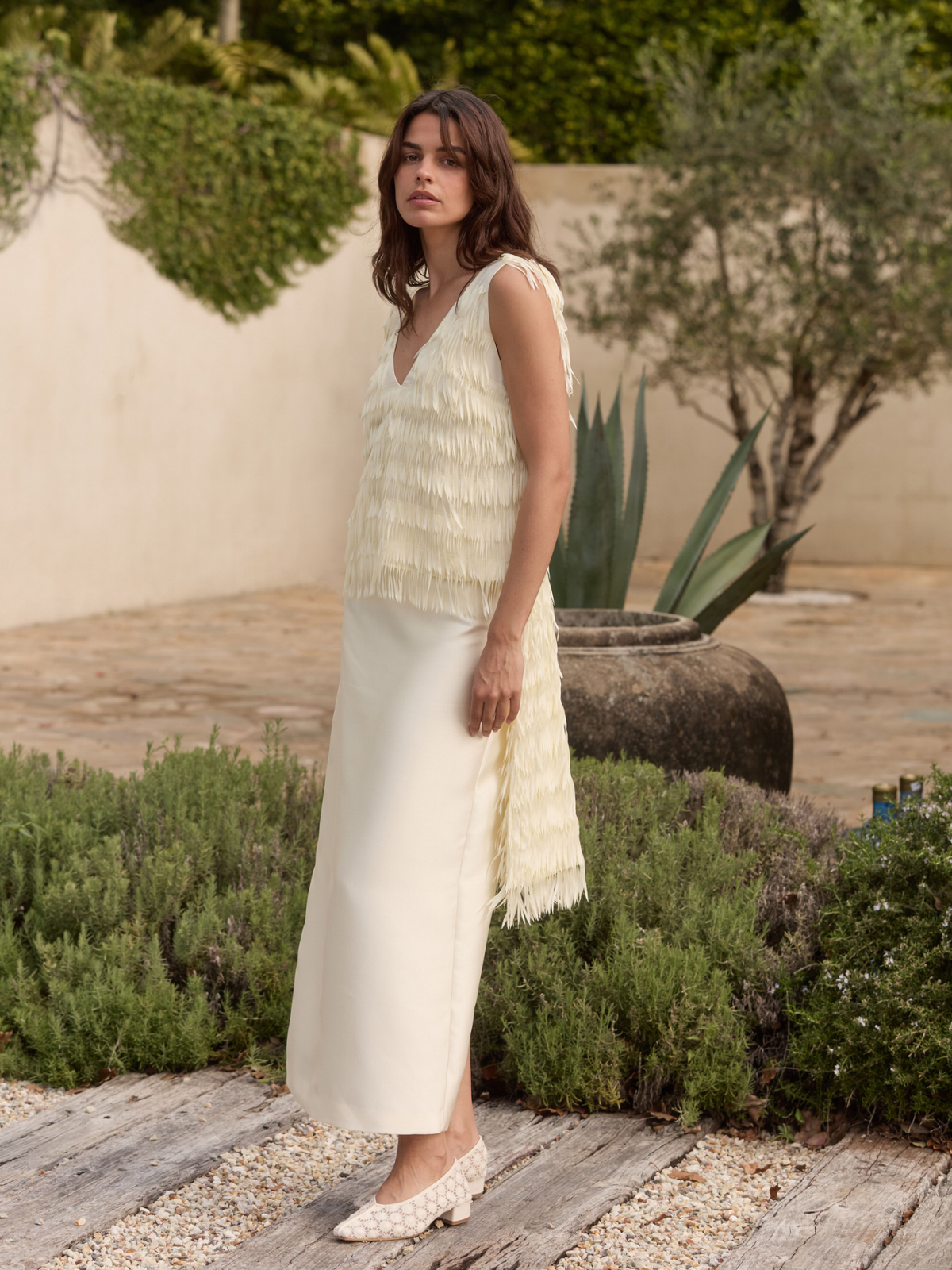 Ischia Fringe Top Ivory