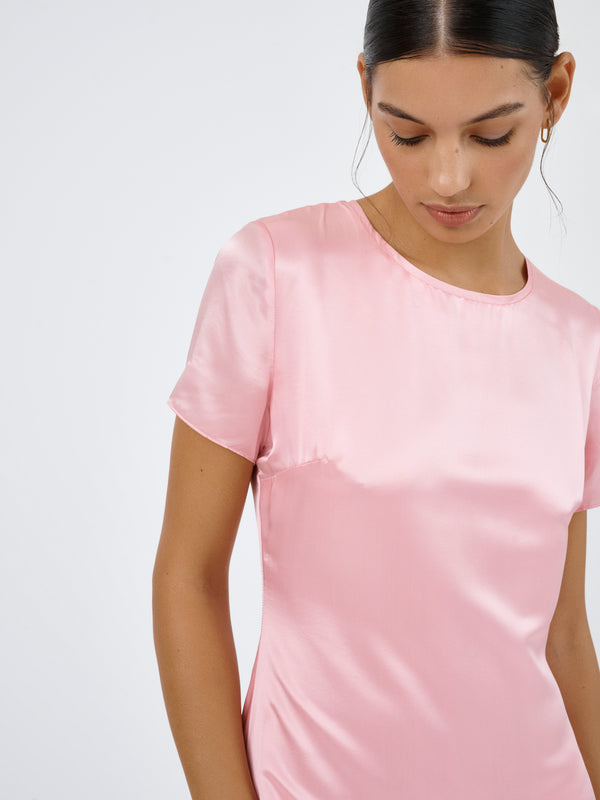 Roame. Dahlia Dress in Rose Quartz silk blend fabrication