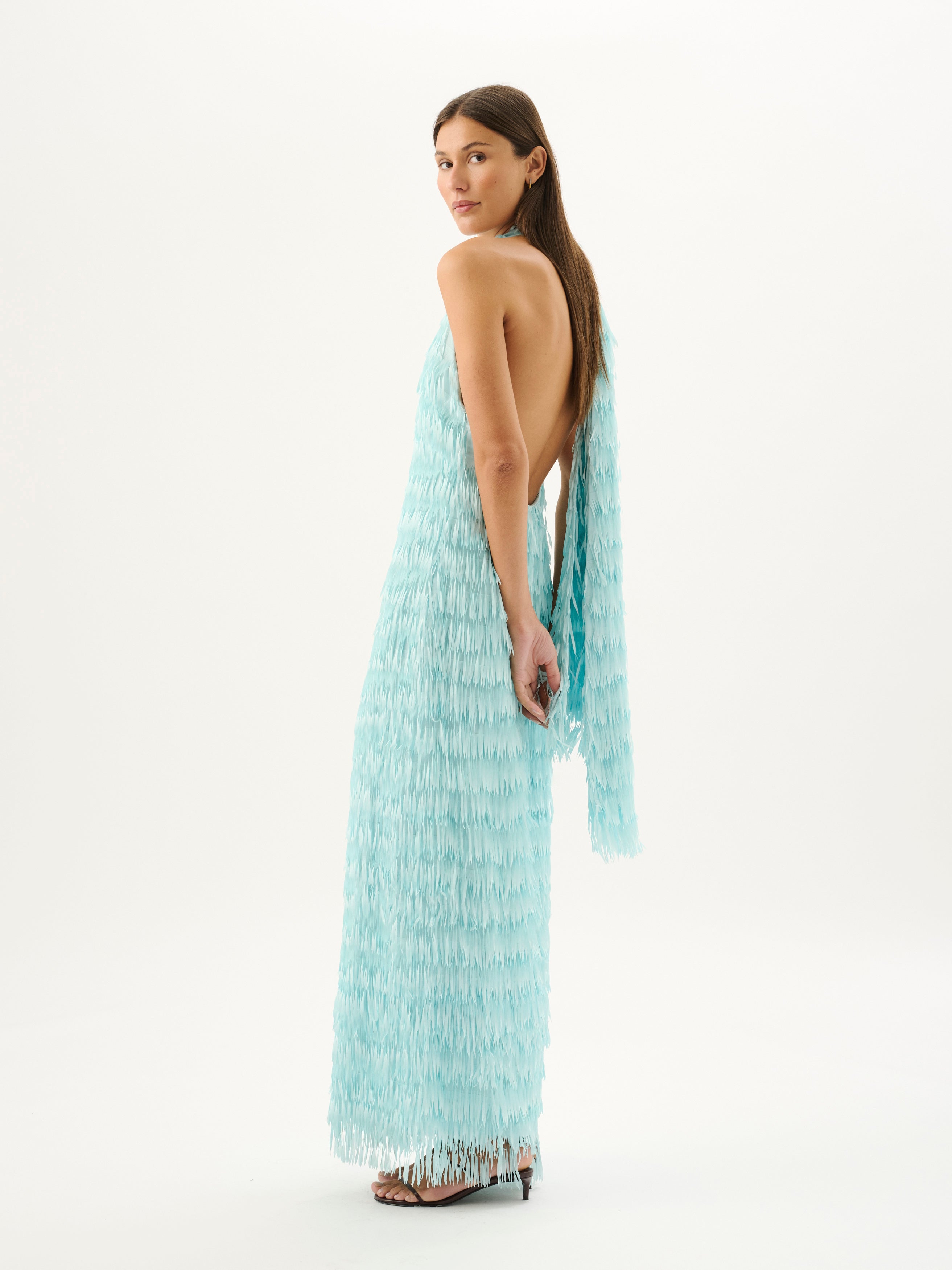 ISCHIA FRINGE DRESS | AQUA MIST