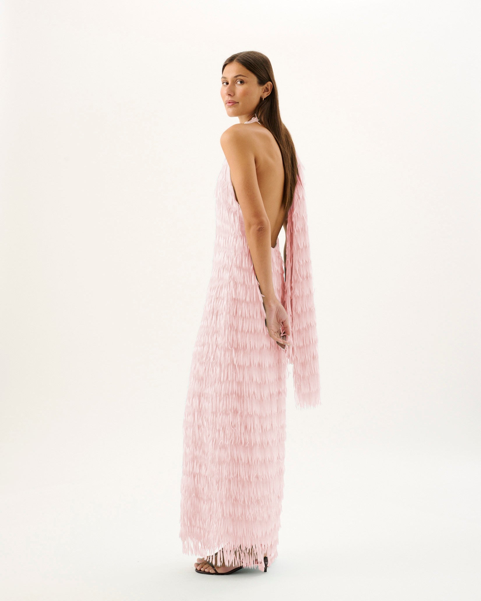 ISCHIA FRINGE DRESS | BABY PINK
