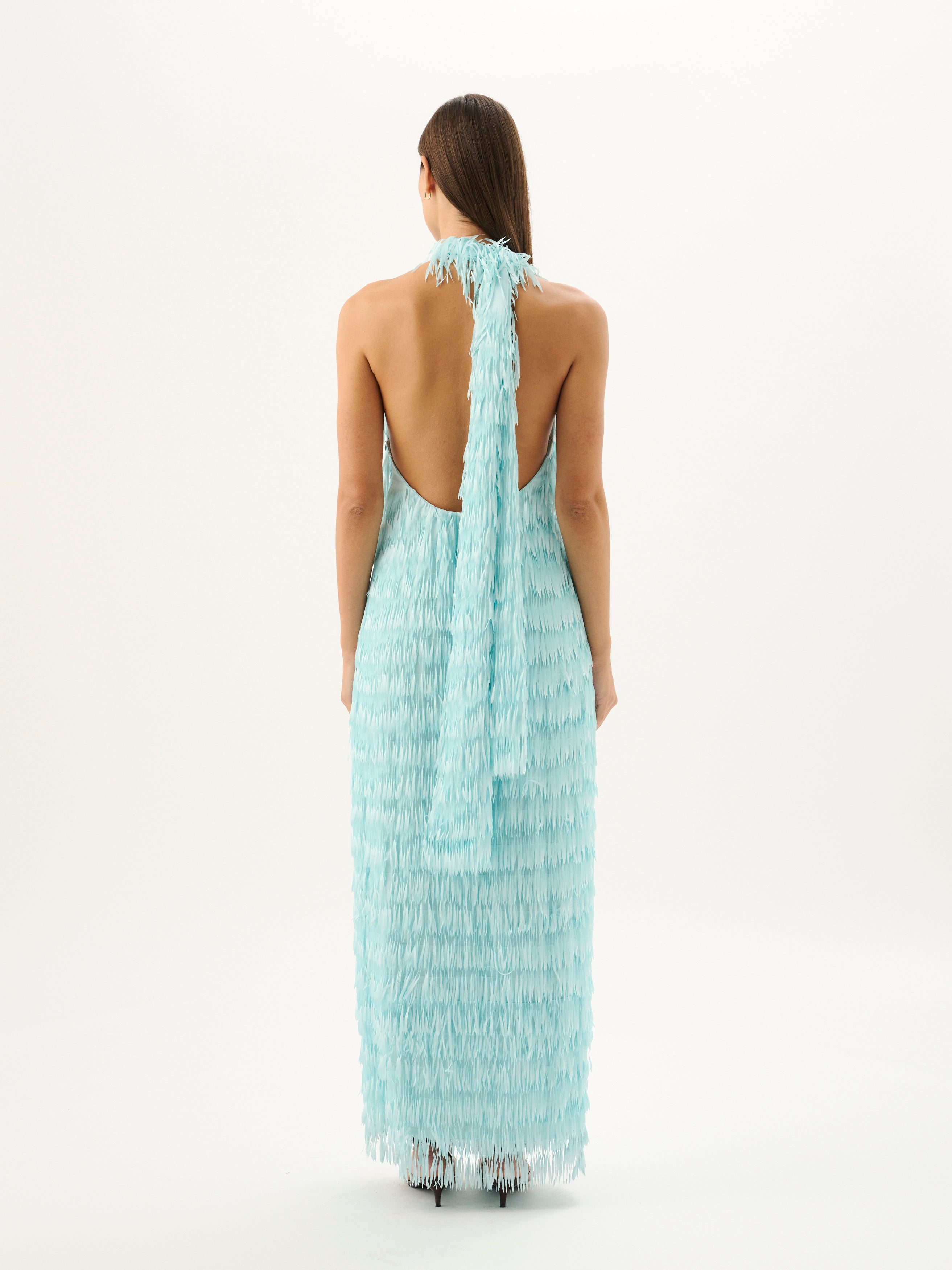 ISCHIA FRINGE DRESS | AQUA MIST