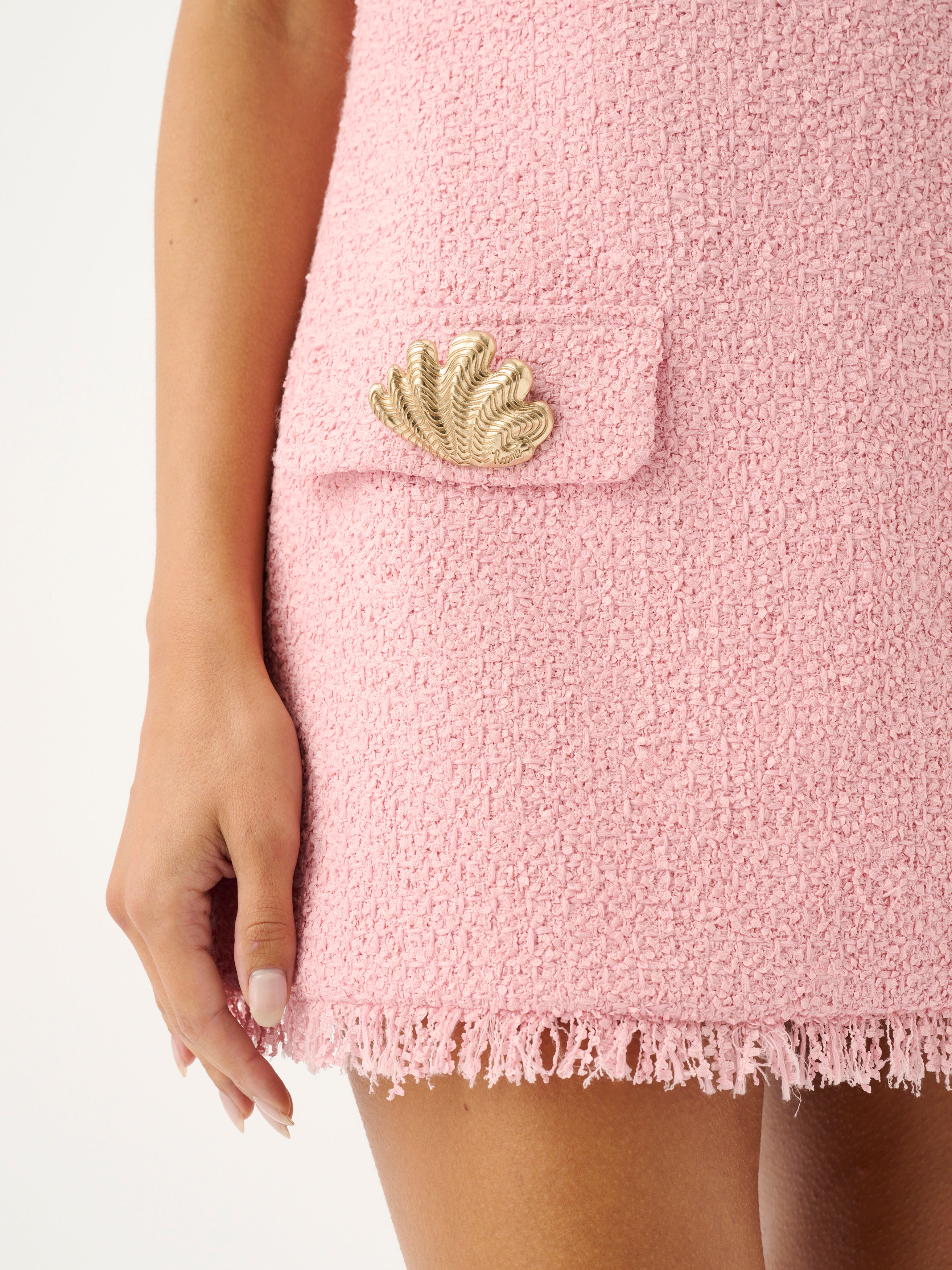 MIA BOUCLE MINI DRESS | BABY PINK