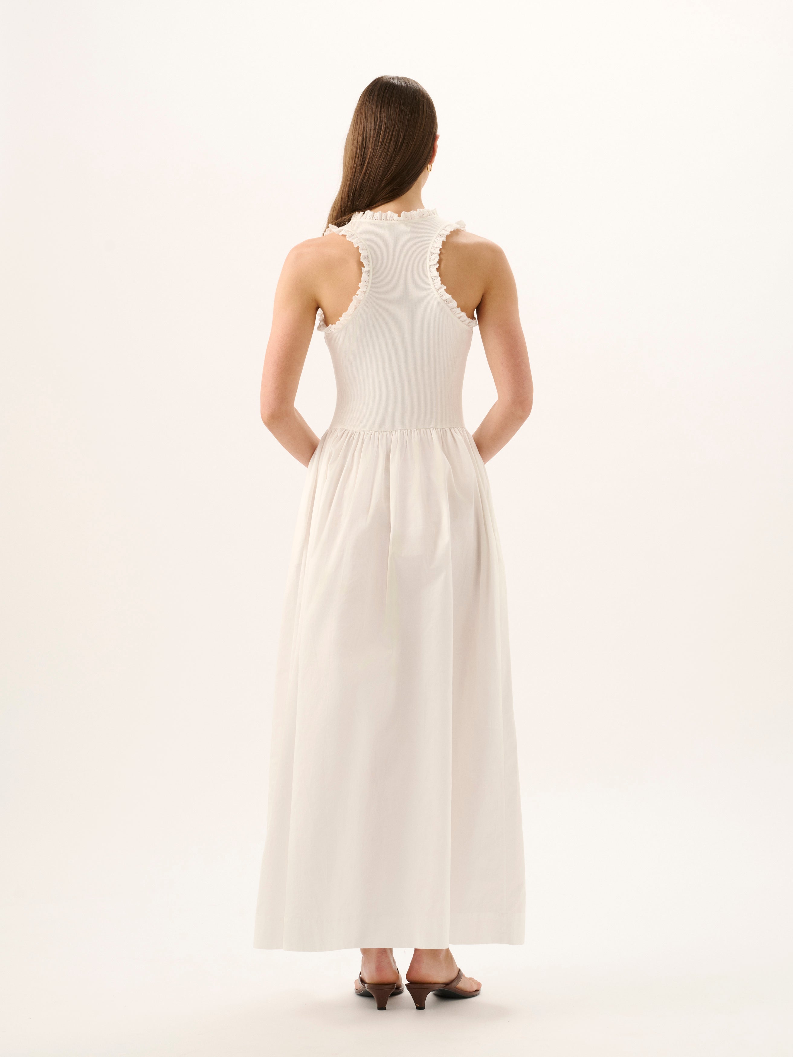 LUCY RIB MAXI DRESS | WHITE