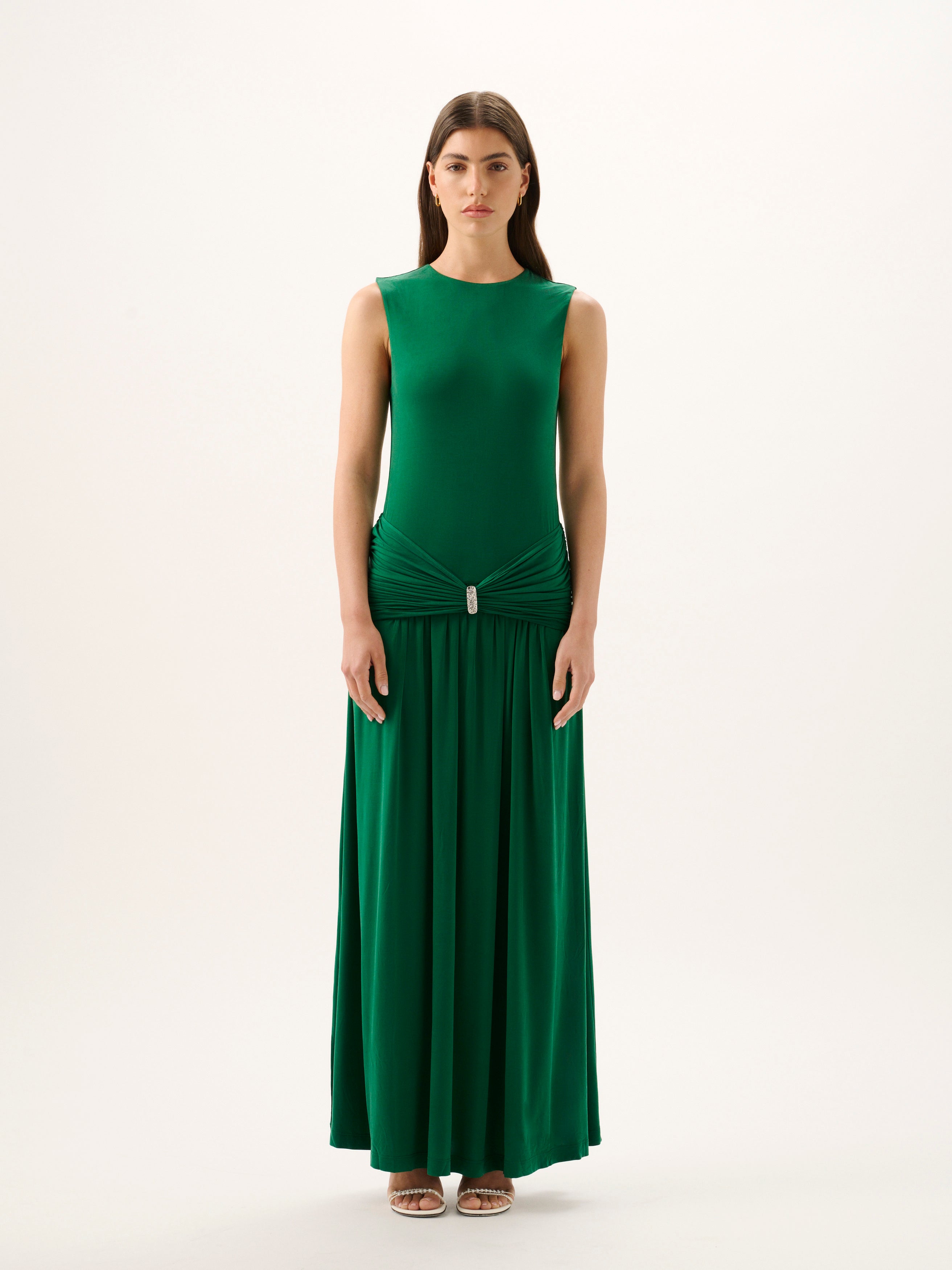 IBIZA CUPRO GOWN | EMERALD