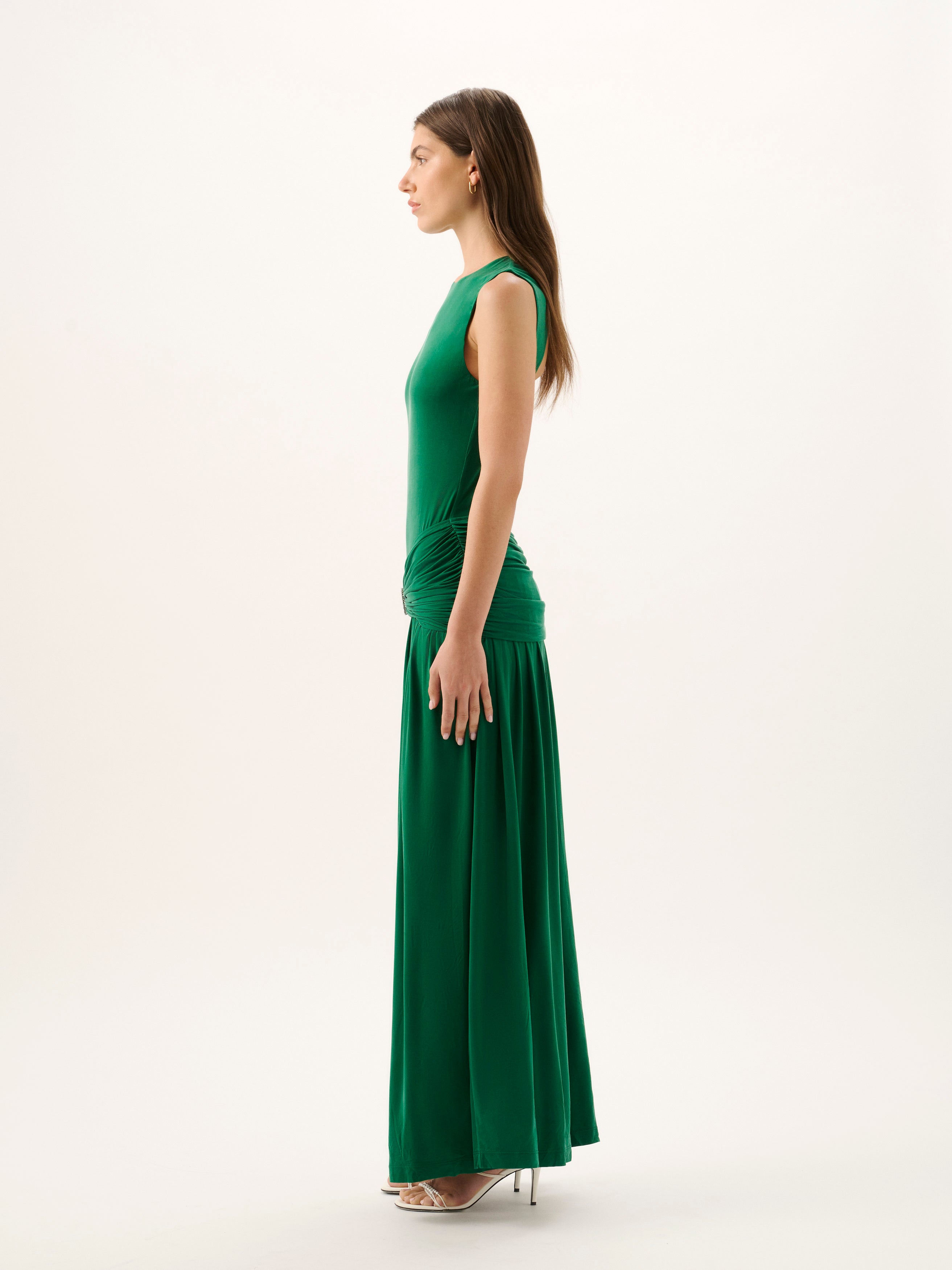 IBIZA CUPRO GOWN | EMERALD
