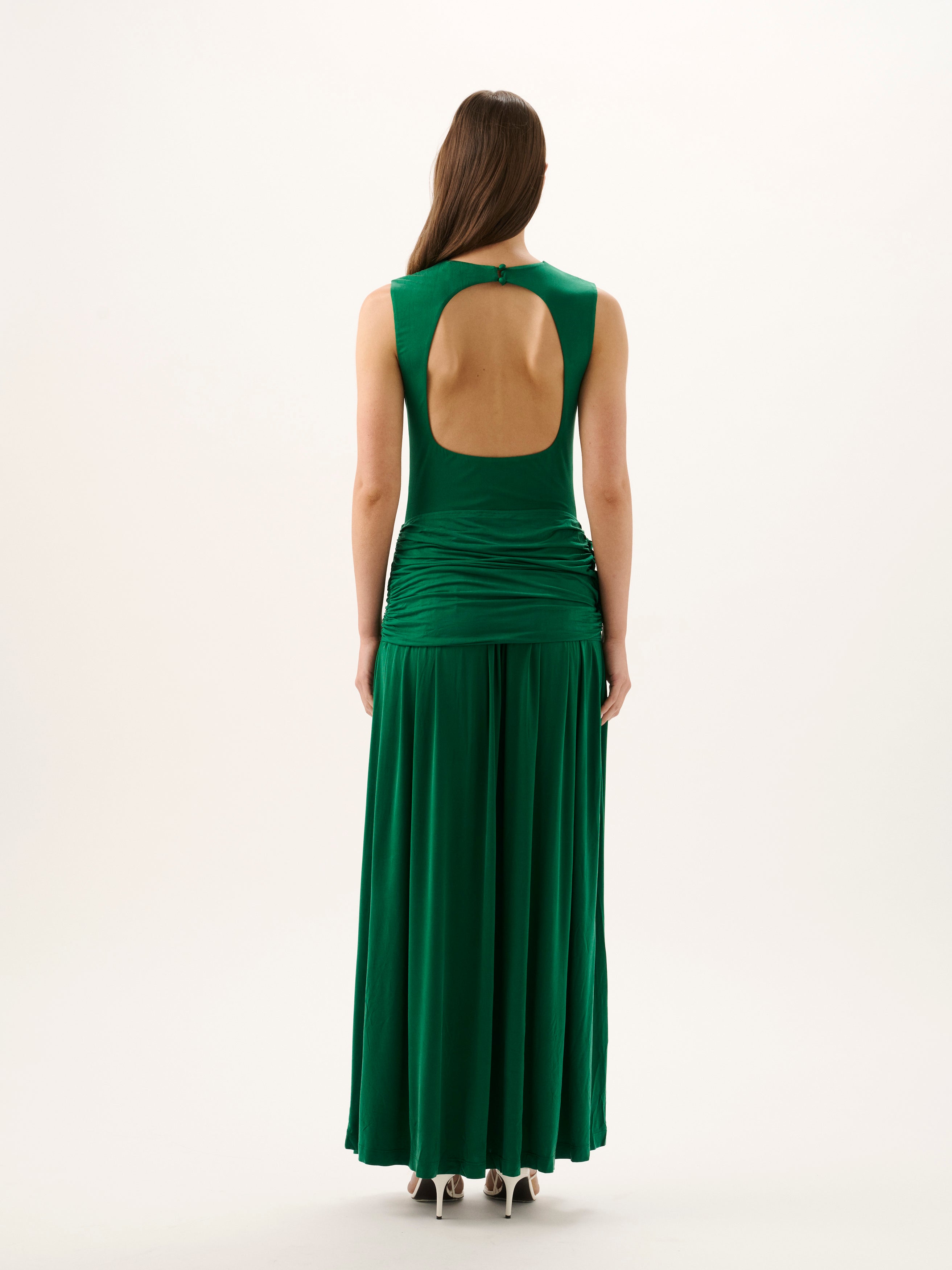 IBIZA CUPRO GOWN | EMERALD