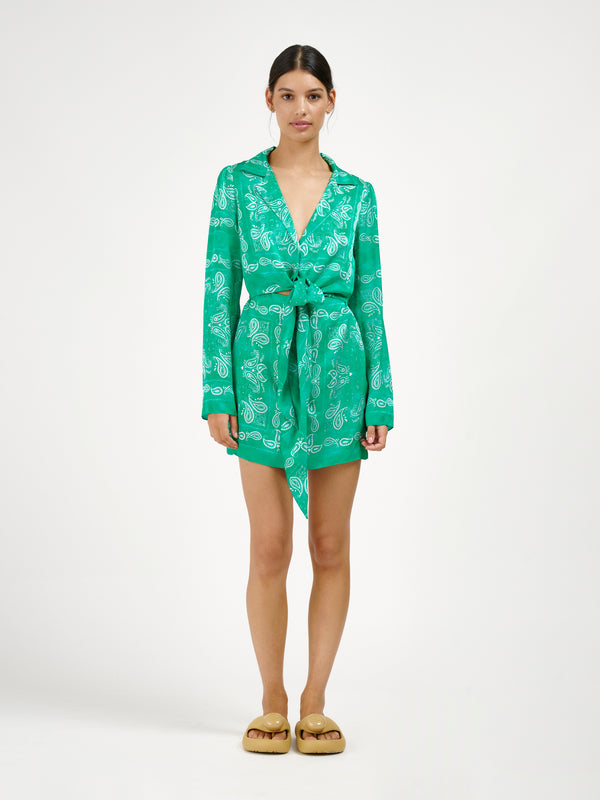 Roame Zelda Mini Dress Bandana Emerald Green