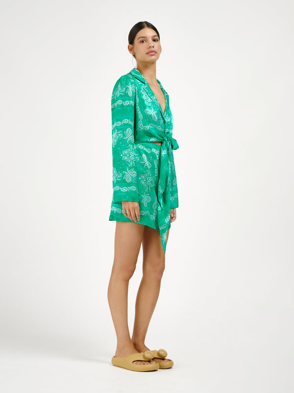 Roame Zelda Mini Dress Bandana Emerald Green
