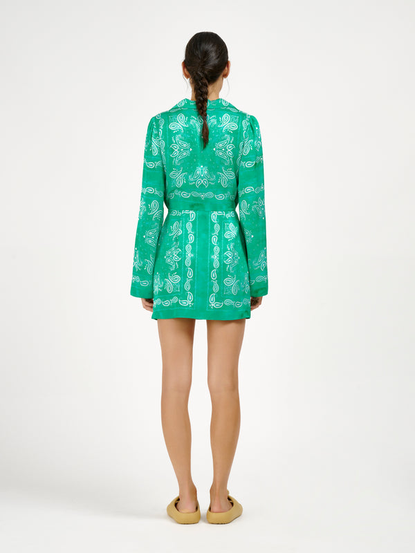Roame Zelda Mini Dress Bandana Emerald Green