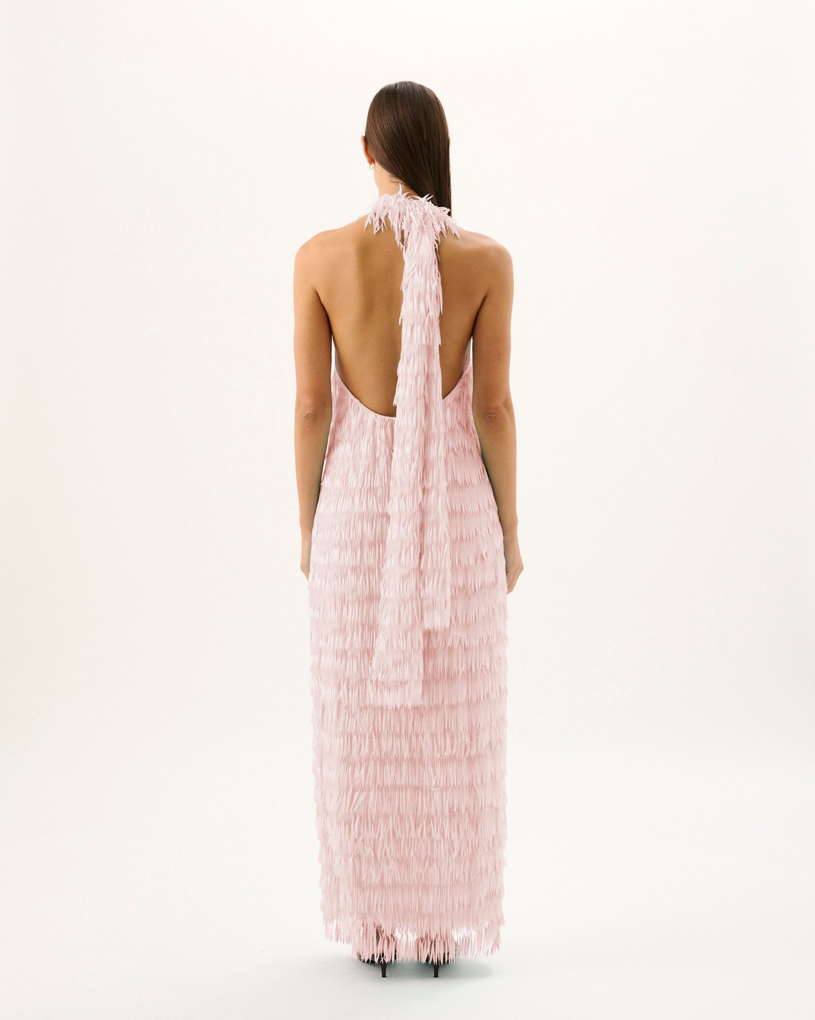 ISCHIA FRINGE DRESS | BABY PINK