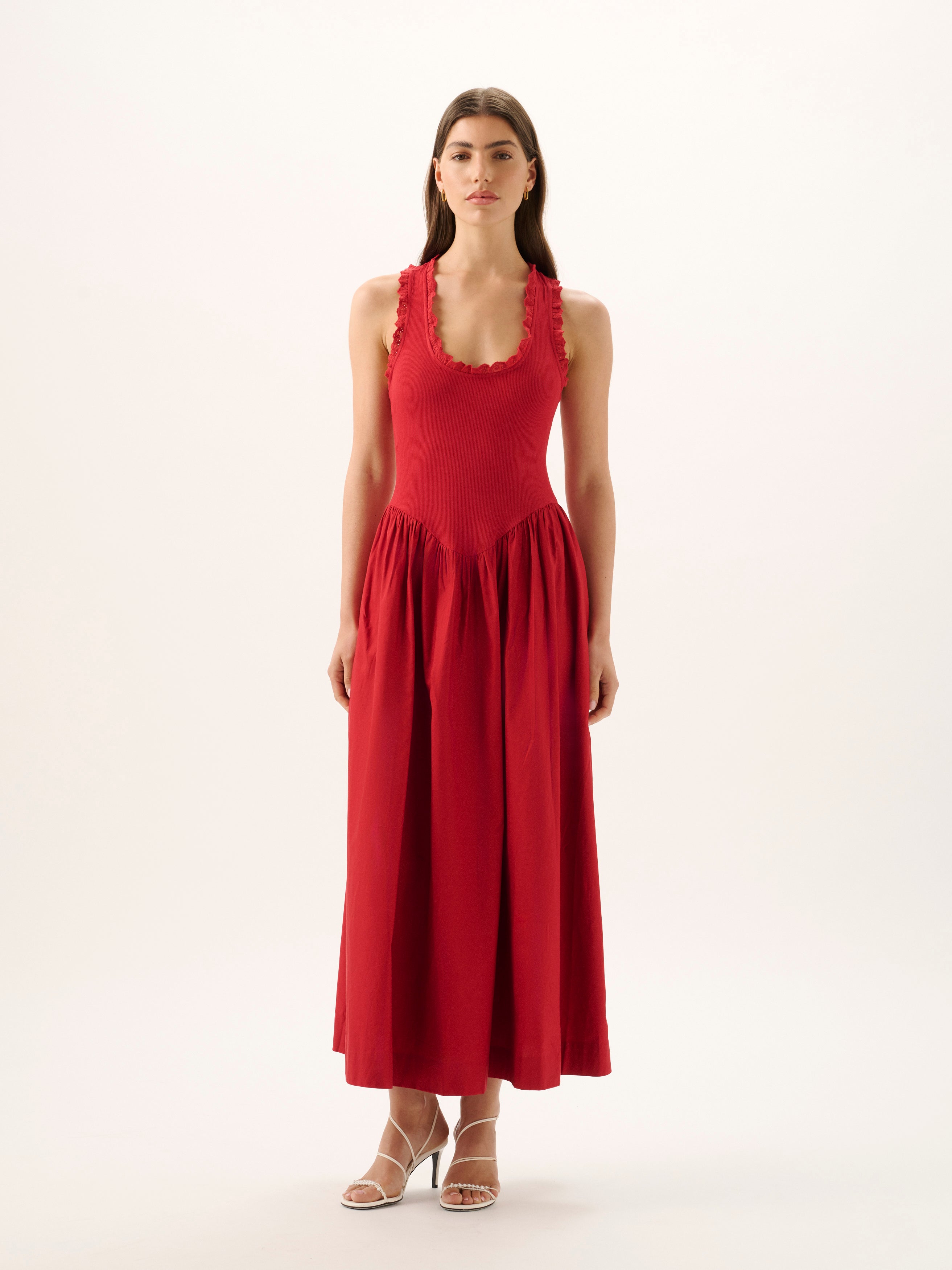 LUCY RIB MAXI DRESS | POMEGRANATE