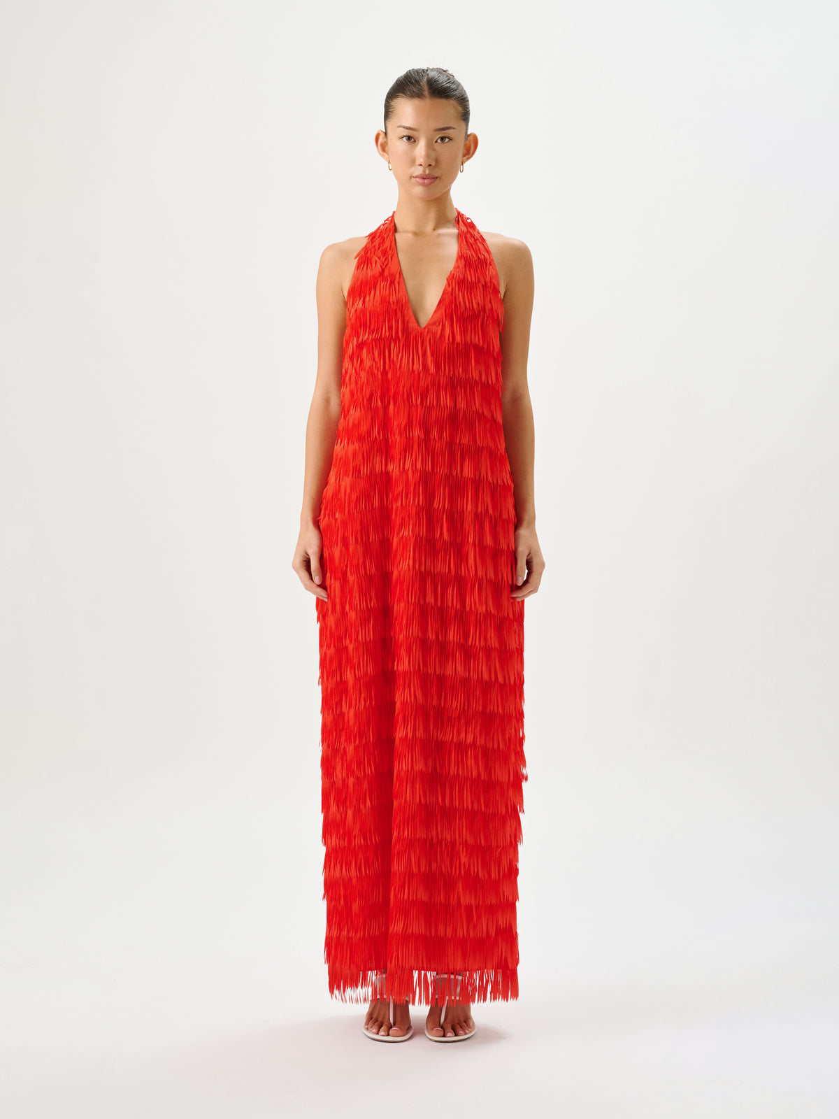 Ischia Fringe Dress Flame