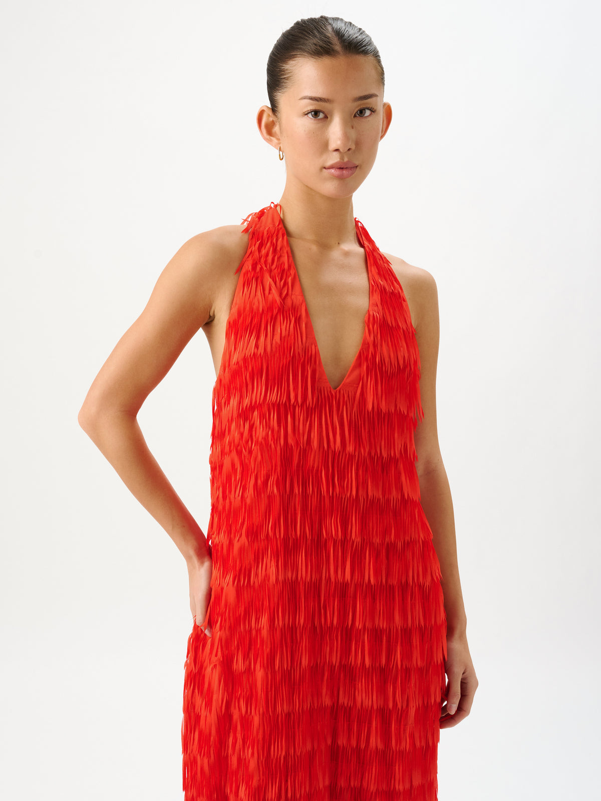 Ischia Fringe Dress Flame