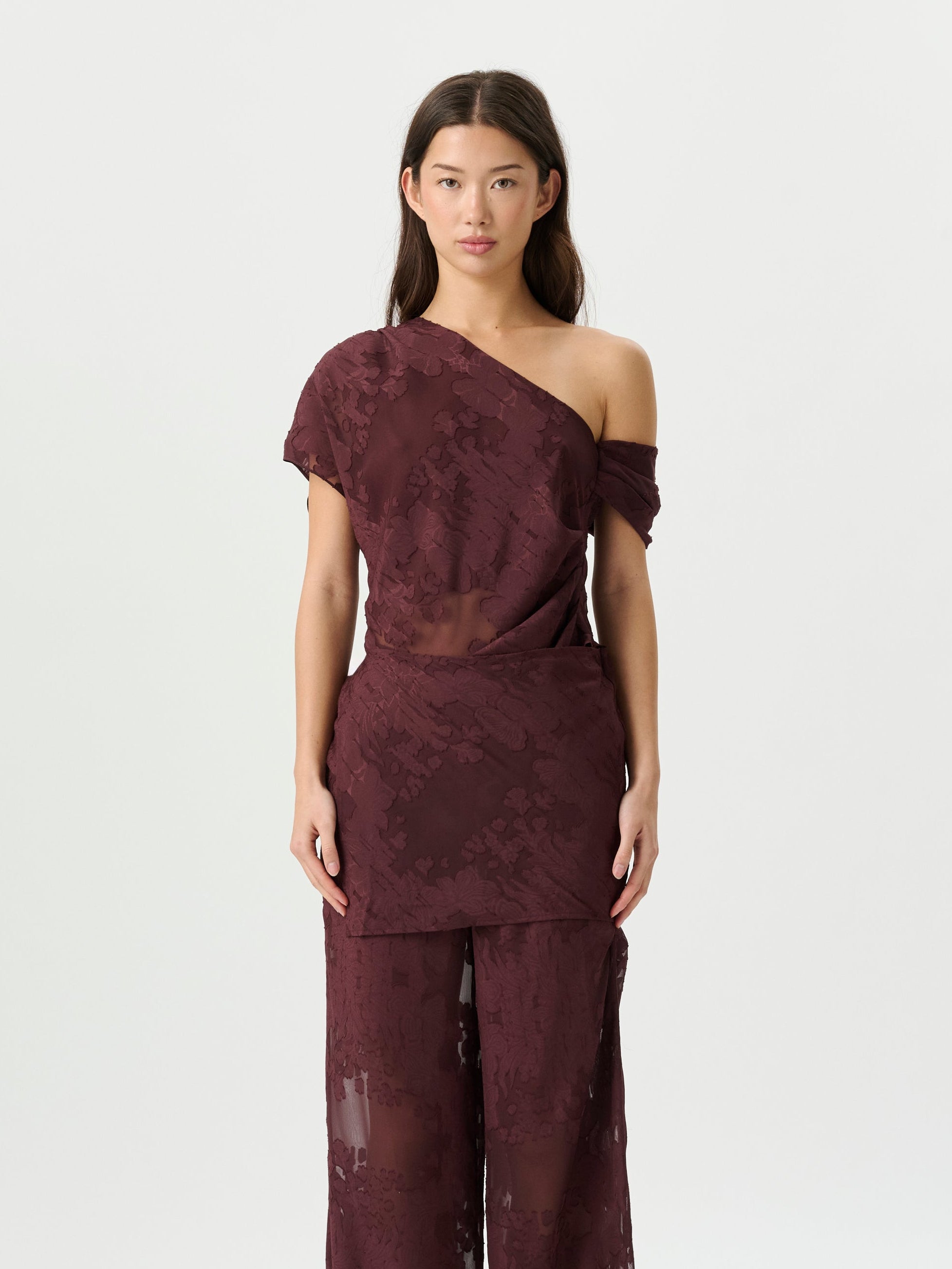 Marcel Top Mulburry Jacquard