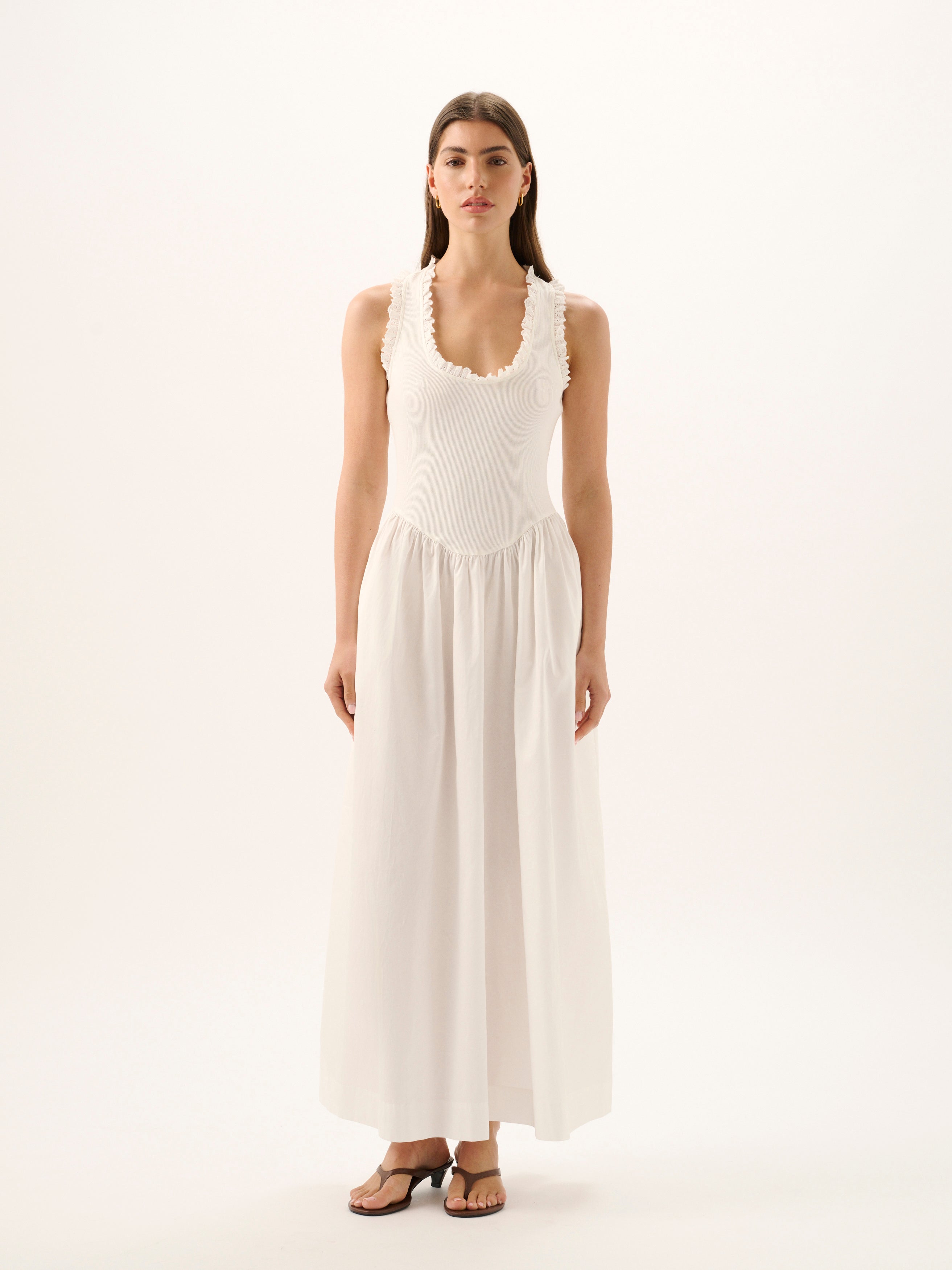 LUCY RIB MAXI DRESS | WHITE