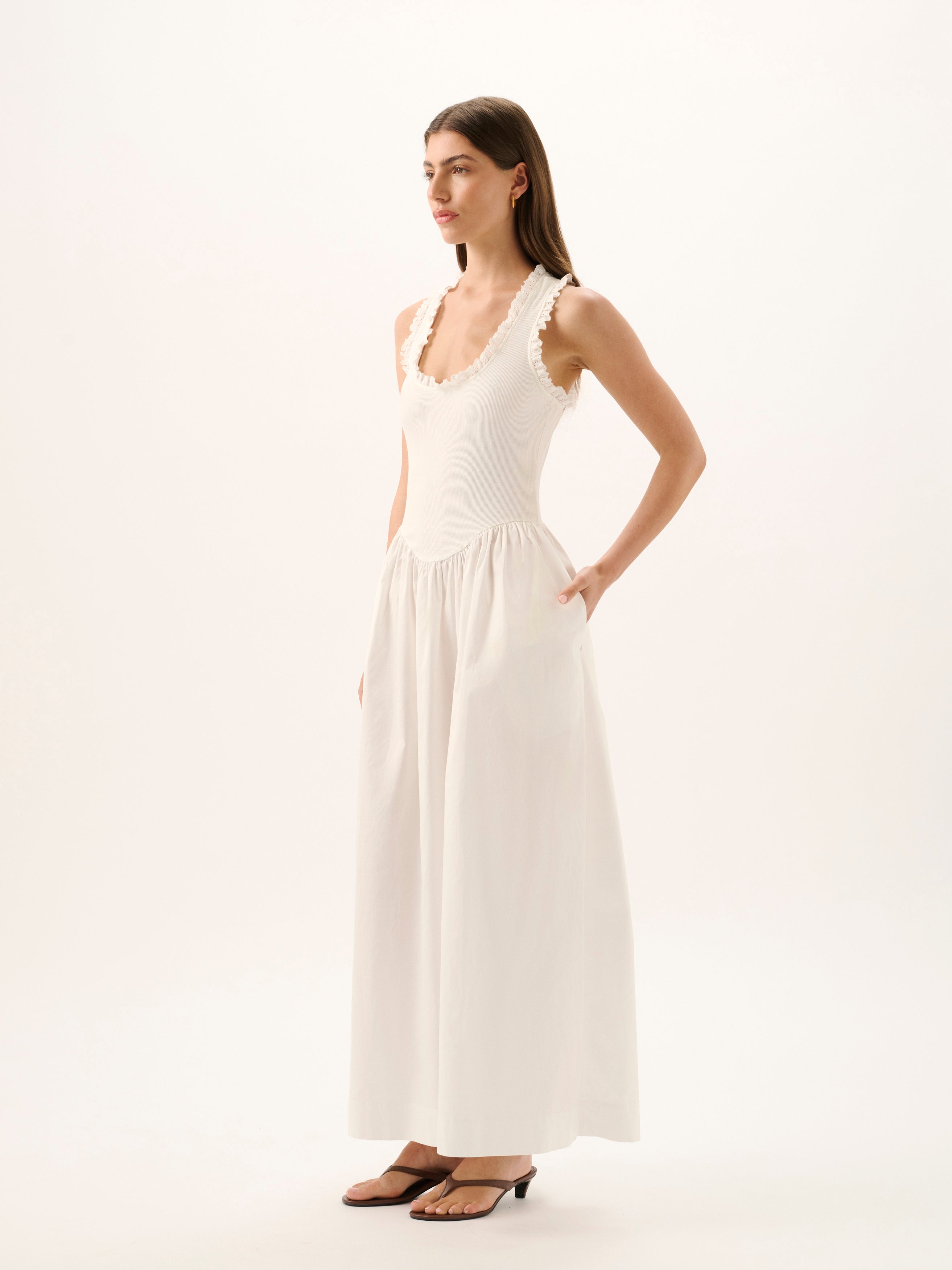 LUCY RIB MAXI DRESS | WHITE
