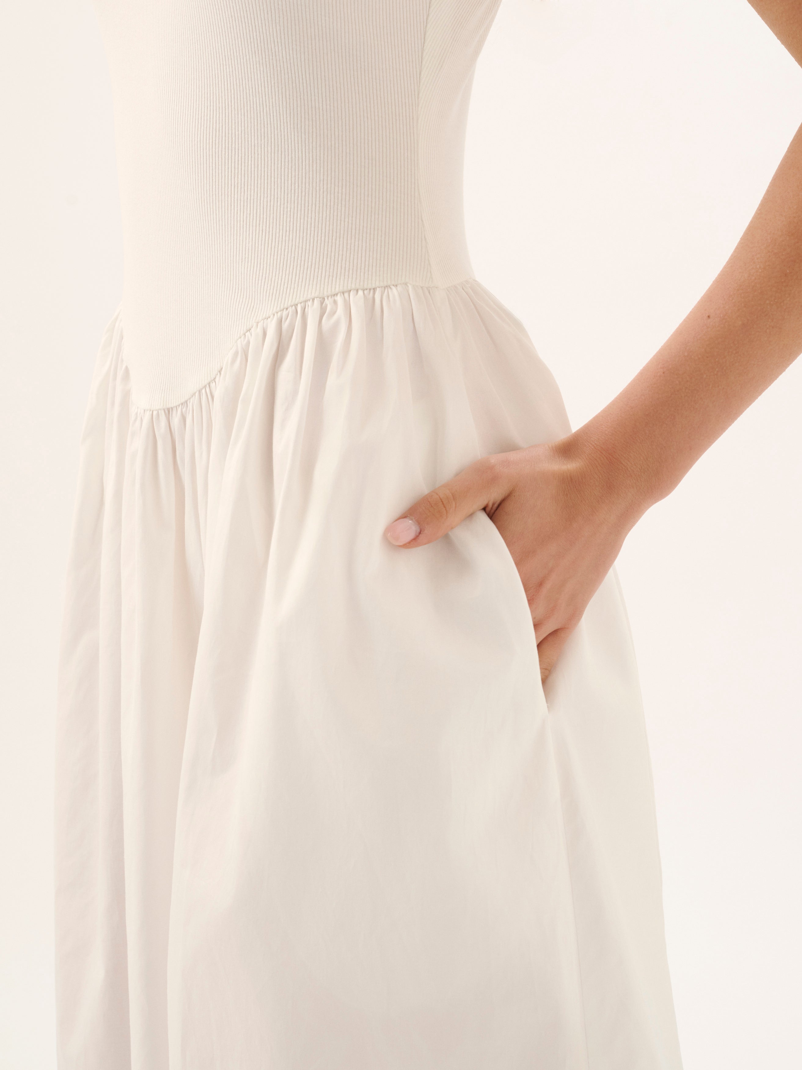 LUCY RIB MAXI DRESS | WHITE