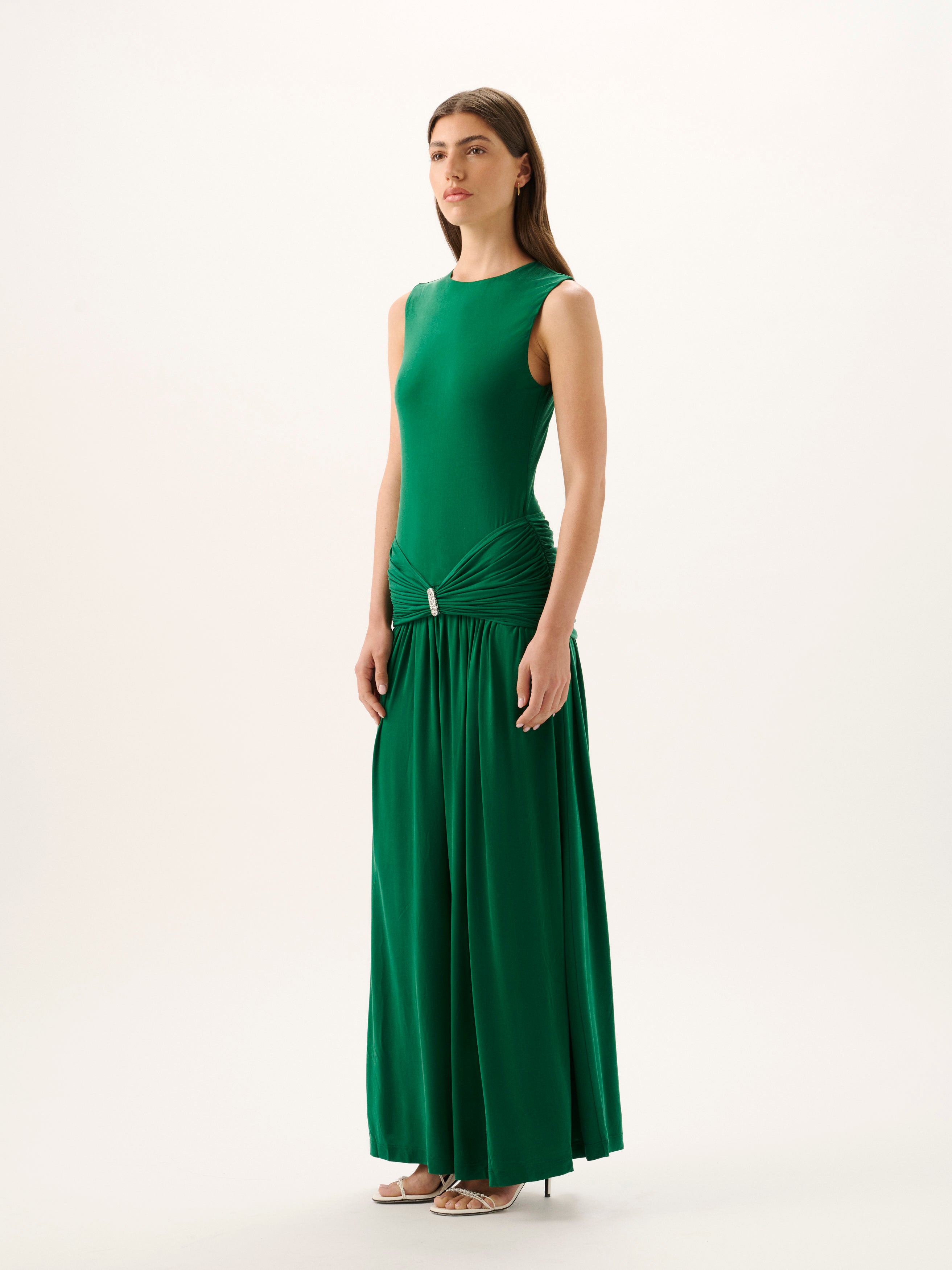 IBIZA CUPRO GOWN | EMERALD
